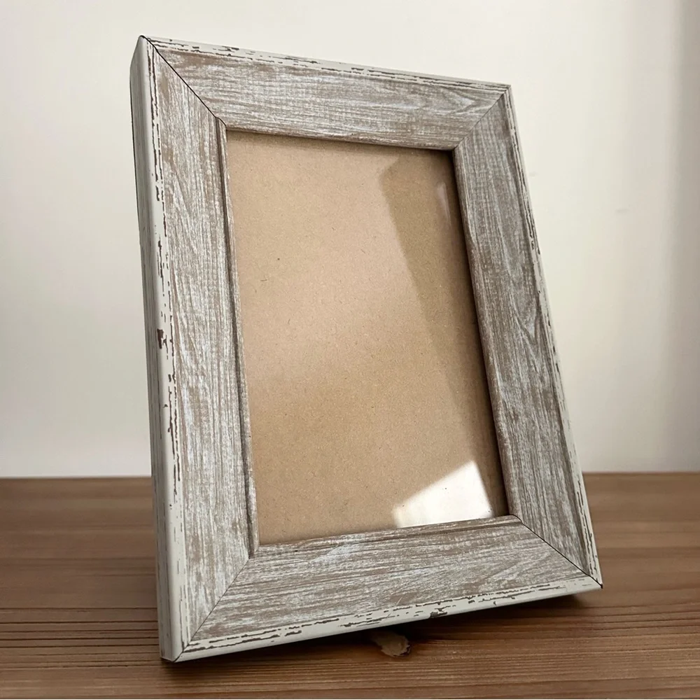 4x6 Rustic Whitewashed Look Distressed Two-tone Wood Photo Frame